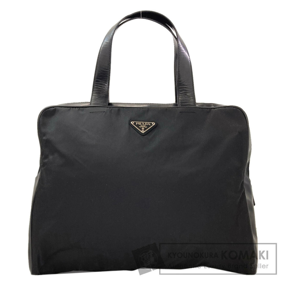 Prada black Tessuto Business Tote Bag leather top handles